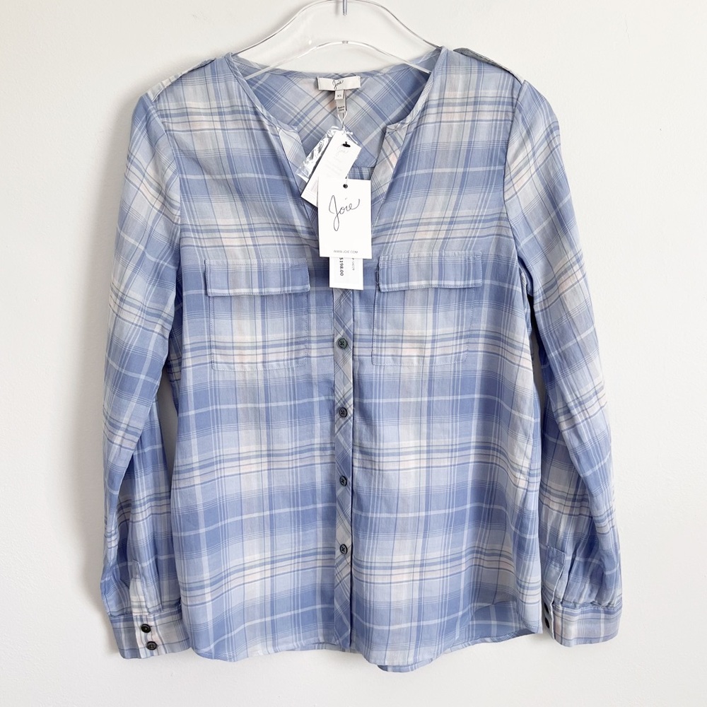 Joie Blouse Acaelle Plaid Button Down Cotton Top XS - Picture 9 of 17